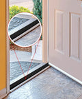 Open door showing 2 Pcs 36 Inch Vinyl Replacement Insert for Adjustable Height Aluminum Thresholds with Seals 1-5/16 x 3/8 Vinyl Replacement Insert installed