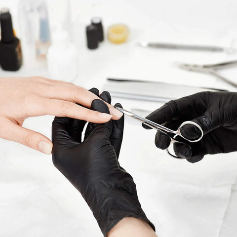 Guanti monouso in vinile nero per visite mediche, senza lattice e senza talco, confezione da 100 pezzi, utilizzati nella cura delle unghie