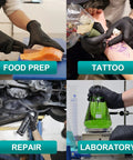 Black Vinyl Disposable Exam Gloves 4 Mil Latex Free Powder Free Medical 1000 in use for food prep, tattooing, repair, and lab work.