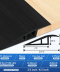 Vinyl Floor Transition Strip Door Threshold Self Adhesive 36 inch, black edge-reducer for smooth doorway transition, dimensions shown.