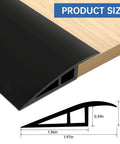 Vinyl Door Threshold Flooring Transition Strip Self Adhesive Carpet Edging Strip for Laminate Doorway Edge Threshold from 1/5" to 2/5" (Black, 3.3 Ft) side view showing size dimensions