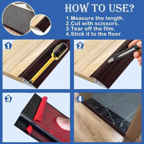 Vinyl Floor Transition Strip Door Threshold Self Adhesive 36 inch installation guide with steps for applying the strip