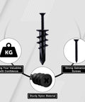 140pcs Black Self Drilling Drywall Anchors Kit with #8 Flat Head Screws, heavy duty anchors and screws diagram