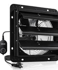 Beefy 10 Inch Wall Mounted Attic Exhaust Fan With 900 CFM And Stepless Variable Speed Control Automatic Shutter Black Finish