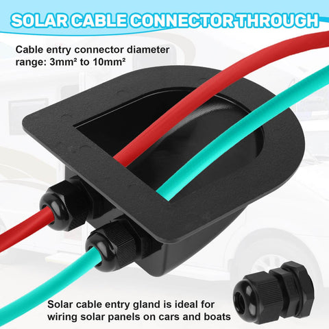 Waterproof ABS Dual Cable Entry Gland Box for Solar Panels Double Cable Protection Shell for RVs Boats Roofs Black