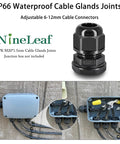 10 Pack Waterproof Cable Glands And Joints For 6 To 12mm Cables M20x1.5 Black Compression Fittings With 20mm Hole IP66 Weatherproof