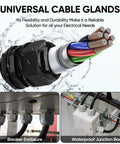 IP68 Waterproof Cable Gland Kit, Nylon NPT Adjustable Cable Seals, various sizes, installed in waterproof junction boxes, black, 20 pieces
