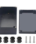 Outdoor IP67 Waterproof Electrical Box In Black ABS Junction Box With Cable Glands For DIY Projects Weatherproof Power Enclosure