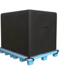 Heavy Duty Water Resistant Pallet Cover With 420D Oxford PU Coated Fabric, Double Stitched Top, Zipper Closure, Fits Pallets Up To 48 By 42 By 48 Inches shown on pallet