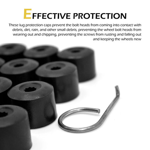 20 Pieces 17mm Car Wheel Lug Nut Covers With Removal Tool For VW Jetta Beetle Passat GTI CC Black ABS Plastic Wear Resistant