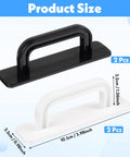 Image showing product size of 4 Pack Stick On Cabinet Handles, featuring black and white self adhesive no drill door pulls.