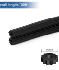 0.125 Inch Window Screen Spline 100 Foot Replacement Round Black Retainer For Window Repair Fits Groove Width 0.118 To 0.132 Inches Serrated Hollow Core TPE UV Stabilized, black spline, 100ft reel, close-up view.