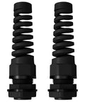 Built To Last Cable Strain Relief Cord Connector Kit, Waterproof Gland Grips With Gaskets, NPT Half Inch Thread, Spiral Adjustable Wire Strain Relief For 7 To 12 Millimeter Wires, Black, Pack Of Two close-up view