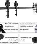 Premium Black Finish Wood Double Sliding Barn Door Hardware Kit With Big Spoke Wheel Rollers and Steel Tracks Display