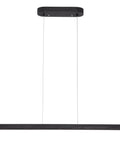 Front view of 47 Inch Black Linear Pendant Light With Wood Finish Dimmable LED Ceiling Fixture For Dining Room Kitchen Island And Pool Table Remote Control And App Connectivity Modern Industrial Lighting For Home