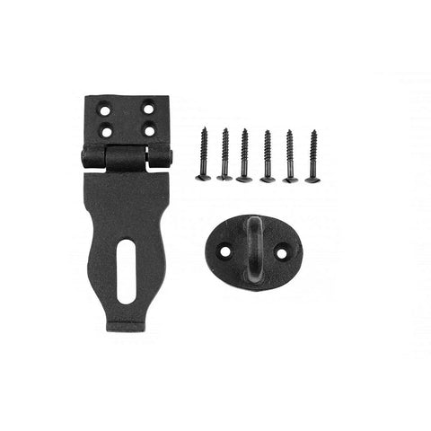 Black Wrought Iron Hasp Door Latch Heavy Duty Security Hasp For Doors And Gates 4 Inch Padlock Latch with screws kit