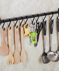 Gourmet Kitchen Utensil Rack with 6 Hooks, Wall Mounted Rail Wrought Iron Hanging Utensil Holder Rack, kitchen tools organized