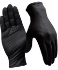 Nitrile Disposable Gloves 4 Mil Latex Free Powder Free Black XL 100 Count, showing front and back views of black gloves.