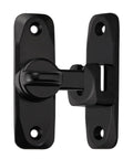 Barn Door Latches, Black 90/180 Degree Gate Lock, Zinc Alloy Right Angle Door Lock Latch, shown mounted together.