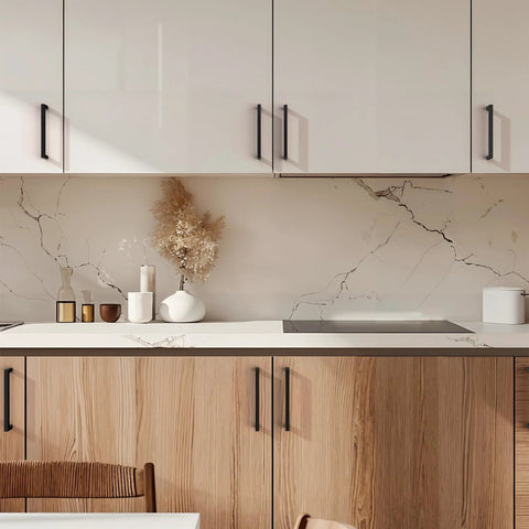 Modern kitchen with 10 Pack 5 Inch Solid Zinc Alloy Cabinet Handles In Black Finish Durable Drawer Pulls For Kitchen Cupboards And Dresser Furniture Corrosion Resistant Hardware Suitable For Cabinets Wardrobes And Bedroom Decor Easy To Install