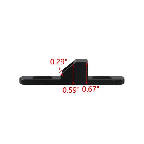 Side view of Two Pack Black Sliding Door Keeper Hardware Zinc Alloy Sliding Glass Door Lock Keeper with dimensions labeled
