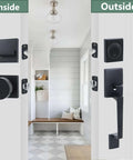 All In One Front Door Lock Set With Black Zinc Alloy Handleset Exterior Entry Deadbolt Heavy Duty Door Knob And Lock installed on door