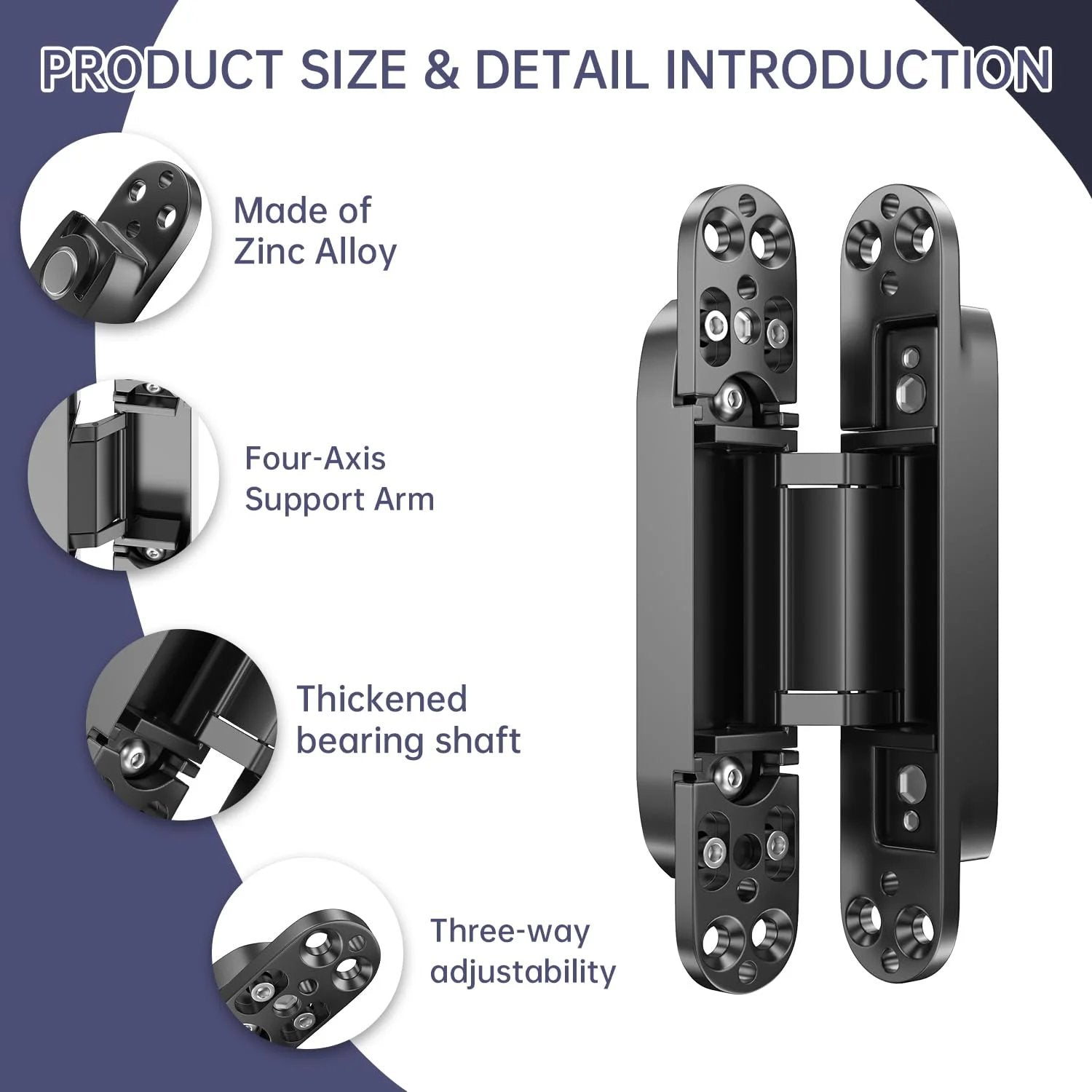 Seamless Hidden Door Hinges Set 7 Inch 4 Pack Black ✓