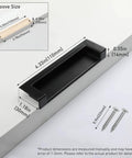 Recessed Cabinet Handles Set Of 2 Inset Hidden Pull Flush Zinc Alloy Hardware For Cabinets Sliding Doors And Drawers Black 4.35 Inch Long