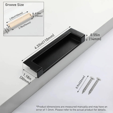 Recessed Cabinet Handles Set Of 2 Inset Hidden Pull Flush Zinc Alloy Hardware For Cabinets Sliding Doors And Drawers Black 4.35 Inch Long