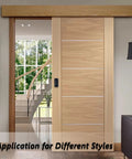 Sliding wooden door with black handle showcasing Two Pack Black Zinc Alloy Recessed Pull Handles For Cabinets And Furniture Durable Rust