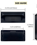 Two Pack Black Zinc Alloy Recessed Pull Handles For Cabinets And Furniture measurements, showing 4.3x2 inches dimensions.