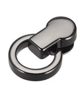 Close-up of Six Piece Ball Stud Rivet Set With D Ring For Purse Chain Connector And Leather Craft in zinc alloy, black finish.