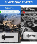 Comparison of 10.9 black alloy steel hex bolts used in automotive settings, highlighting 280Pcs Metric Flange Bolt Assortment, M6x1.0, M8x1.25, M10x1.5 (12mm to 30mm) Assorted Hex Bolts and Nuts Washers Kit for Automotive, 10.9 Black Zinc Galvanized vs 8.8 grade.