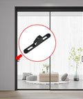 Two Pack Black Sliding Door Keeper Hardware Zinc Alloy Sliding Glass Door Lock Keeper With Screws installed on glass door