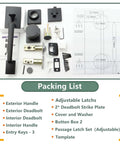 All In One Front Door Lock Set With Black Zinc Alloy Handleset Exterior Entry Deadbolt Heavy Duty Door Knob hardware and installation template