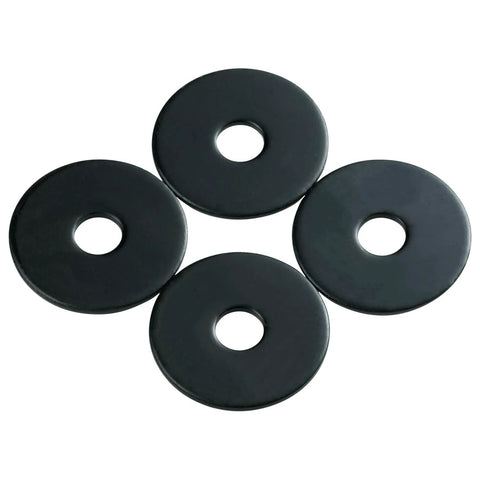 1/4 X 1 Inch Black Zinc Plated Fender Washers For Screws And Bolts, 50 Pieces, showing four washers in detail