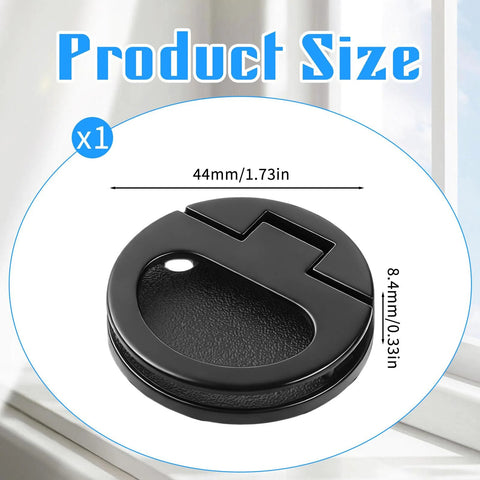 Flush Door Pull With Black Zinc Alloy Ring Handles 43.5 Mm Recessed Mount Lifting Ring Pulls, product size close-up