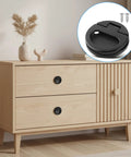 Flush Door Pull With Black Zinc Alloy Ring Handles 43.5 Mm Recessed Mount Lifting Ring Pulls displayed on a wooden cabinet