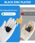 Comparison of black zinc plated screws; one hand holds clean screws, the other holds oily screws; 1760pcs M2 M3 M4 M5 Metric Screw Assortment