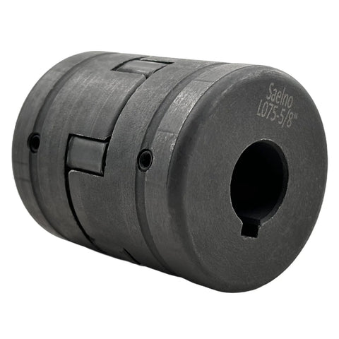 Flexible Five Eighths To Five Eighths L075 L Jaw Coupling Set With Rubber Spider For Log Wood Splitter, HT250 Cast Iron, blackened surface