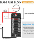 Wiring diagram for 6 Way Blade Fuse Block With Negative Bus For 12V 24V Vehicles Waterproof Cover 6 Circuit Fuse Holder.