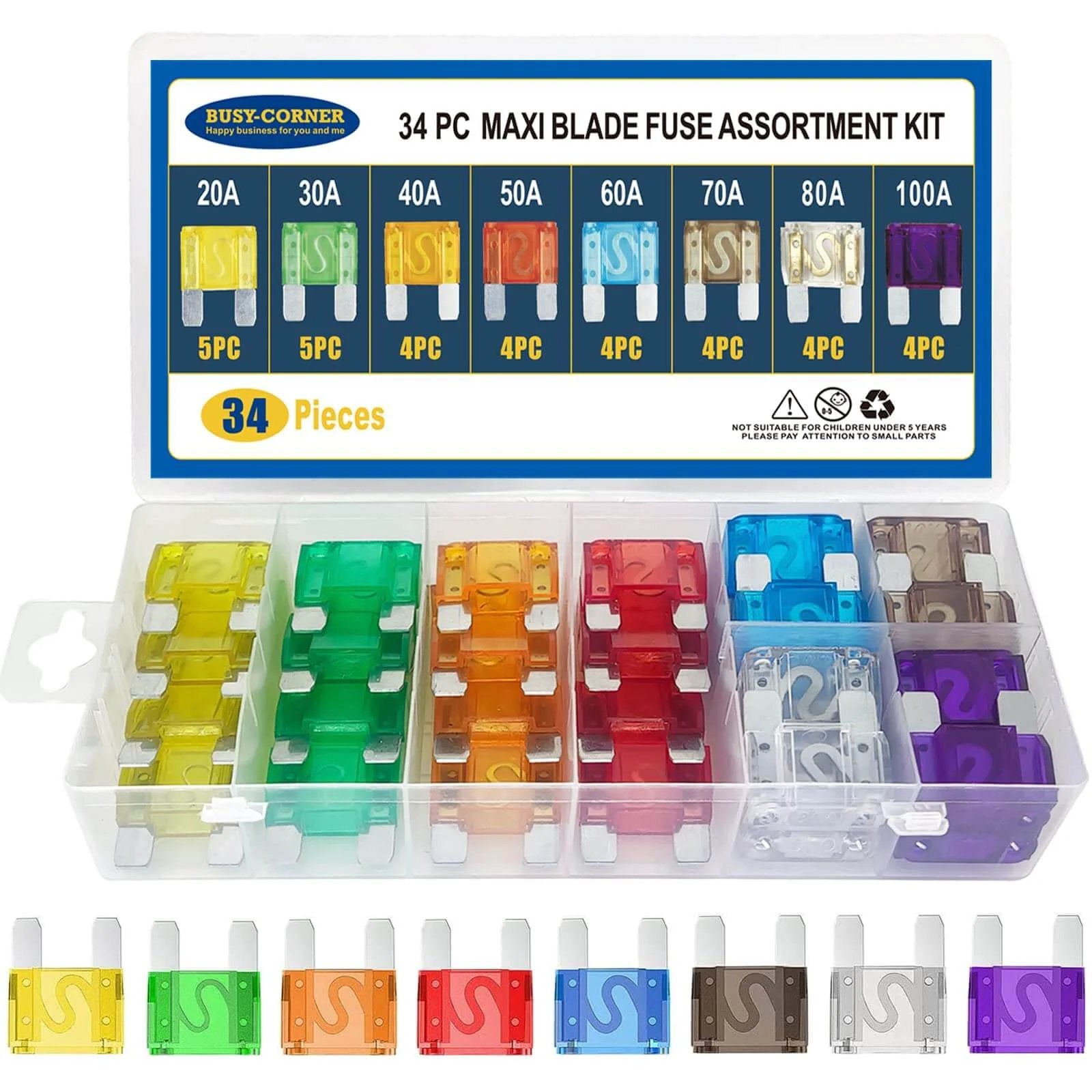 Master Fuse Kit Blade Fuse Assortment Kit With 34 Piece Auto Fuses Set 20...