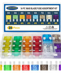 Blade Fuse Assortment Kit With 34 Piece Auto Fuses Set 20A 30A 40A 50A 60A 70A 80A 100A In Clear Organizer Case For Cars SUVs Trucks RVs Boats And Motorcycles Easy Access Durable Build Ready To Use For Your Ride