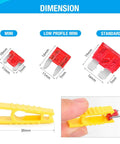 Dimensions of Must-Have All In One 272 Piece Blade Fuse Kit with Standard, Mini, Low Profile fuses, and puller tool shown.