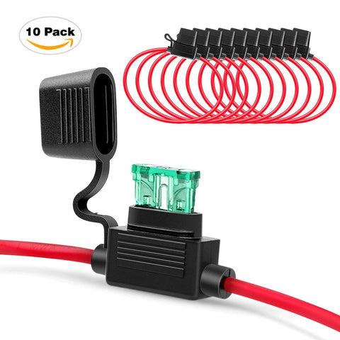 Assorted Standard Blade Fuses Kit For Your Ride With Inline Fuse Holders 120 Pcs Including 5A 7.5A 10A 15A 20A 25A 30A Set 14 AWG ATC ATO