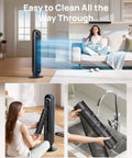 Ultra Quiet Bladeless Tower Fan With Upgraded DC Motor And TurboWind Technology Delivers 28 Feet Per Second Airflow, 20dB Silent Operation, 8 Speeds And 4 Modes, 90 Degree Oscillation, Remote, Indoor Floor Fan In Black From DREO in home setting