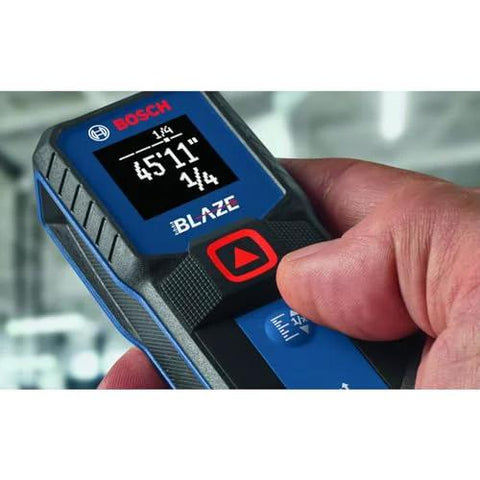 Effortlessly capture precise room dimensions and layout distances with a compact Blaze laser distance meter in hand view.