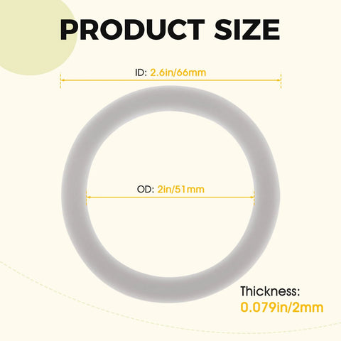 4 Pack Easy Fit Blender Gasket Set Replacement O Ring Seals 66 Millimeter Outer Diameter 51 Millimeter Inner Diameter 2 Millimeter Thickness diagram