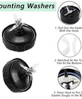 Diagram of mounting washers with a 3.94 Inch Rubber Gasket Replacement Seal Kit With Brush And Hook For High Performance Countertop Blenders.