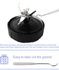 Blender blade with gasket and crochet hook for Six Pack 10 Cm Silicone Gaskets O Ring Sealing Replacements For Ninja Blender Leak Proof Seals 3.9 Inch Diameter Durable Food Grade Dishwasher Safe Easy Fit Model BL480 BL680 BL910 CT680